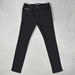 Cult of Individuality Punk Super Skinny Jeans Men 34x32 Black Stretch Embroidery